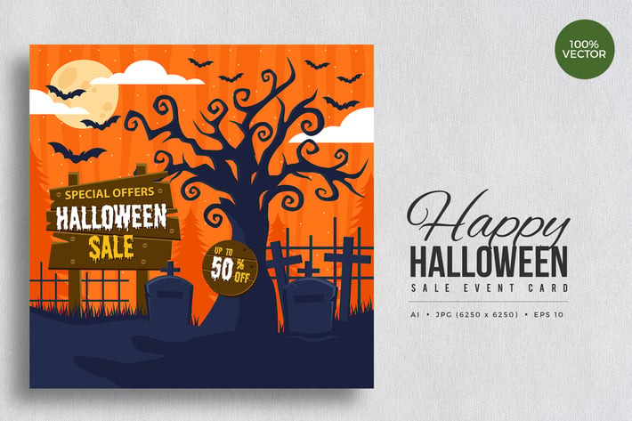 Happy Halloween Sale Vector Card Vol.2