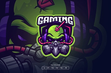 Skull gas mask esport logo template
