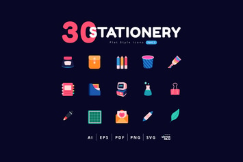 Stationery Icons Flat Style - Part 2