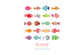 Fish vector icon set