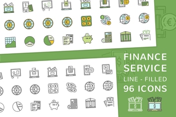 Finance Service Line and Filled Icons