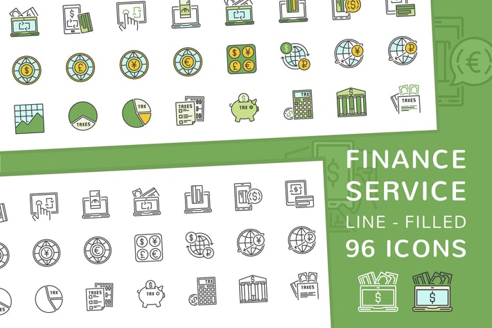 Finance Service Line and Filled Icons