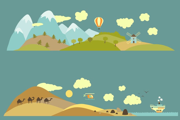 Landscapes from mountains to plains