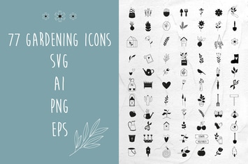 77 Gardening Icons. Vector set
