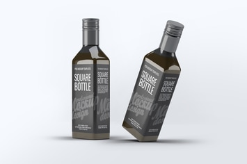 Square Glass Bottle Mock-Up