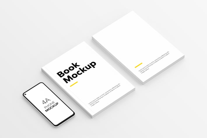 Book & 4A Phone Mockup