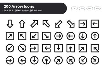200 Arrow Icons Set - Line