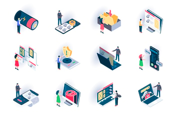 User Interface Isometric Icons Pack
