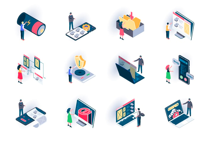 User Interface Isometric Icons Pack