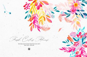 Fresh Colors Flowers - watercolor set