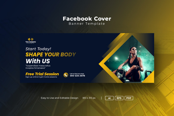 Gym fitness social media web banner Facebook Cover