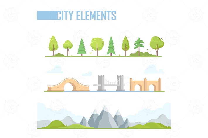 City elements - vector  isolated set