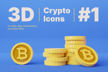 3D Bitcoin Cryptocurrency Icons 