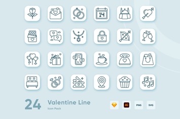 24 Valentine Line Icon