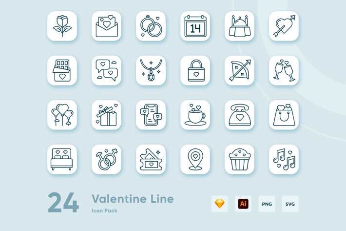 24 Valentine Line Icon