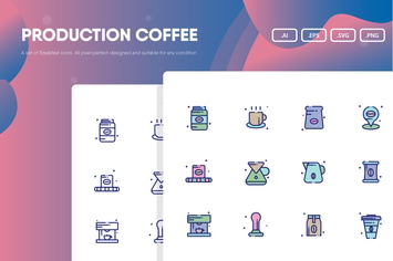 Production Coffee Icon Pack