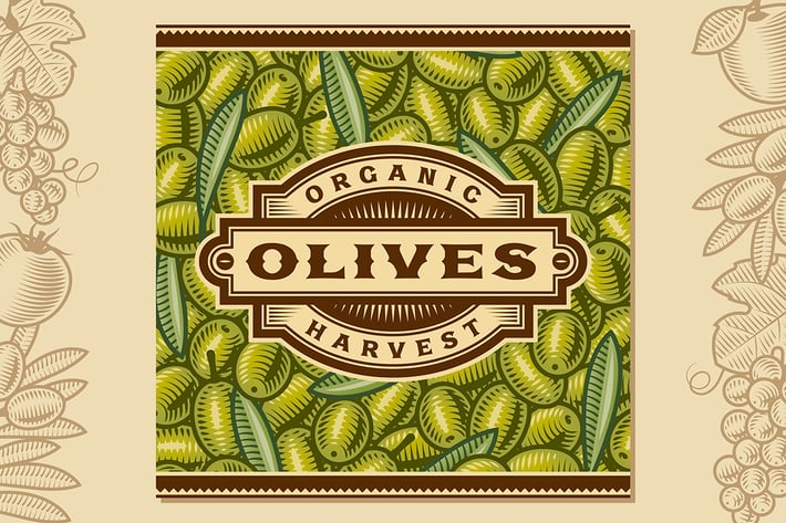 Retro Olive Harvest Label