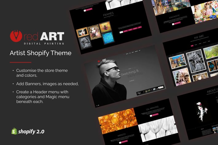Red Art - Shopify Arts & Portfolio Gallery Store 