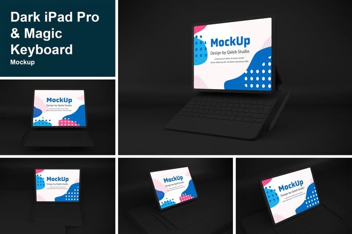 Dark iPad Pro & Magic Keyboard Mockup