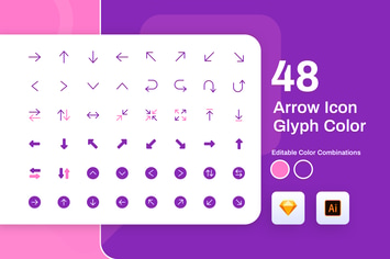 Arrow Glyph Color Icon Set