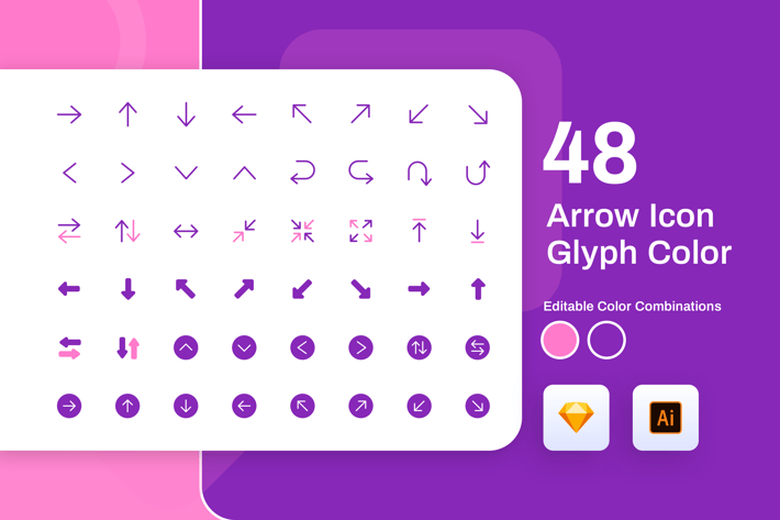 Arrow Glyph Color Icon Set