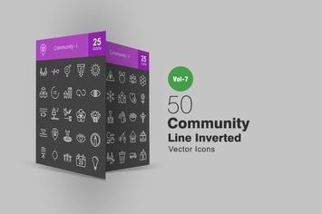 50 Community Line Inverted Icons