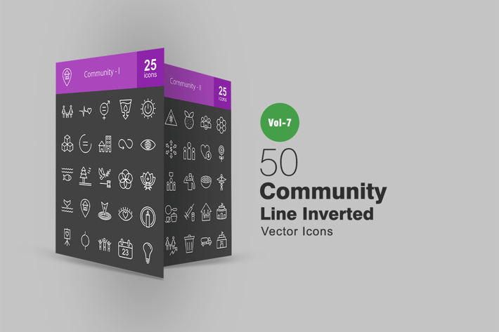 50 Community Line Inverted Icons