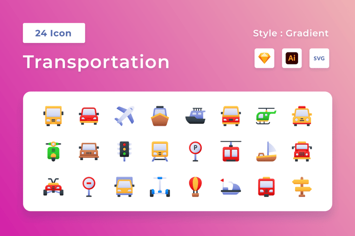 Transportation Gradient Icon Set