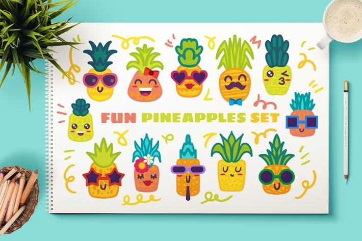 Fun Pineapple Charscters Set