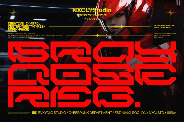 NCL Brayqose - Cyberpunk Futuristic Mecha Font