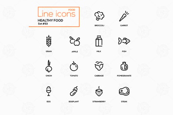 Healthy food - line design style icons set