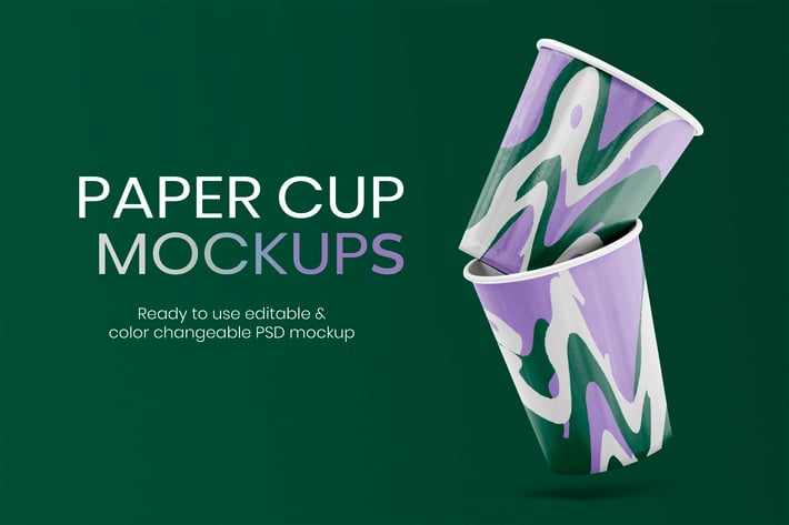 Colorful paper cup mockup