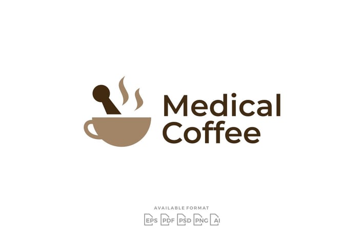 Medical Coffee Mortar Pestle Logo
