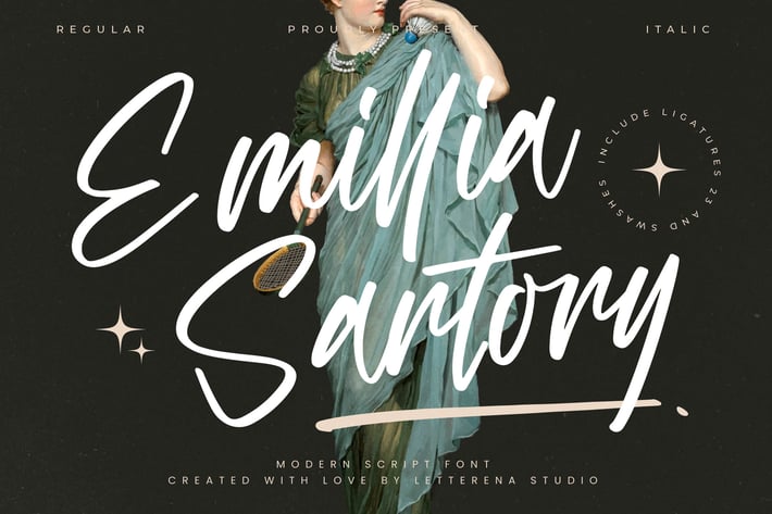 Emillia Sartory Moder Script Font