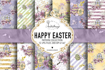 Happy Easter digital paper pack