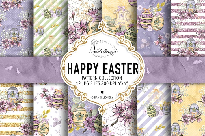 Happy Easter digital paper pack