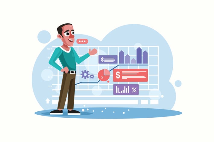 Businessman Presenting Profit Chart Illustration