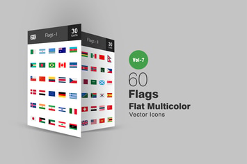 60 Flags Flat Multicolor Icons