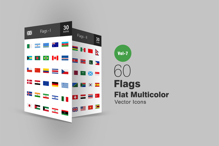 60 Flags Flat Multicolor Icons