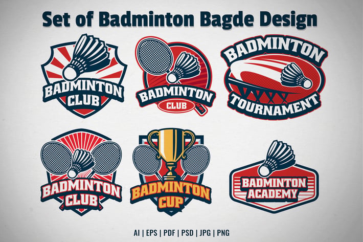 Set of Badminton Badge Design
