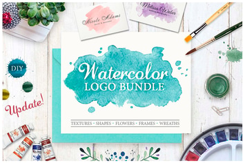 Watercolor Logo Bundle. DIY