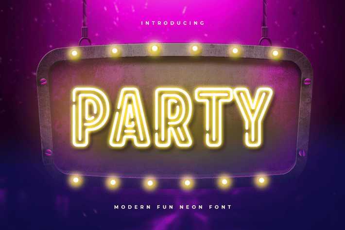 Party - Modern Fun Neon Font