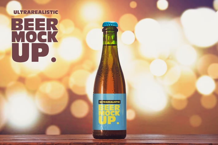 375ml Blurred Lights Beer Mockup