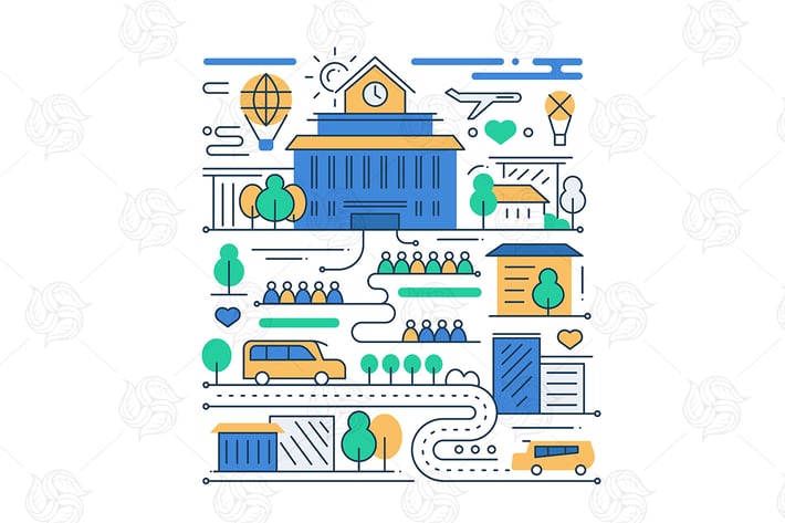 City Life - line design composition
