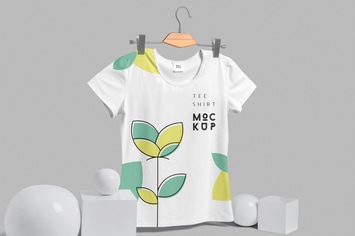 Broad Neck Half Sleeves T-Shirt Mockups