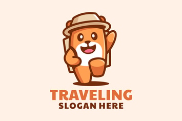 Cute Hamster Traveling Logo Design