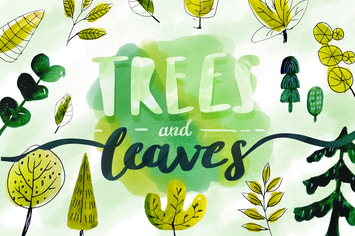 Trees & Leaves - Watercolor Objects