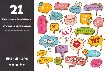 Kawaii Speech Bubble Doodle Set