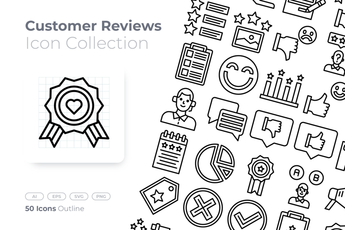 Customer Reviews Outline Icon