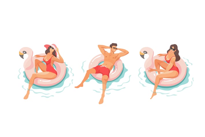 Young People Relaxing In Swimming Pool